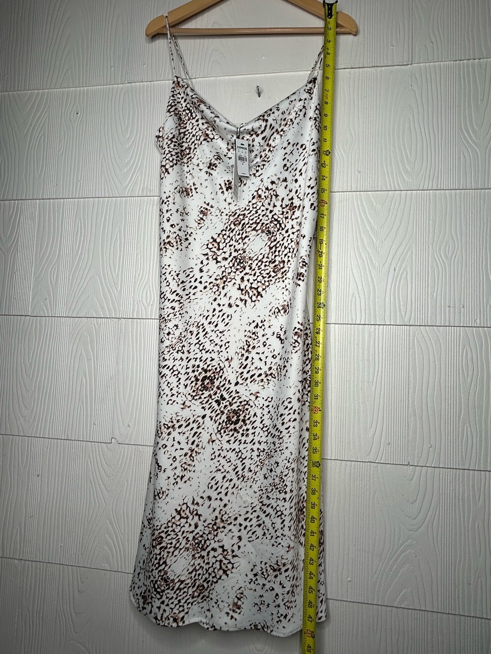 Express White Slip Midi Dress with Brown Spot Print - Picture 5 of 6